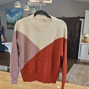 Sophie Rue Colorblock Sweater - Cream, Pink, and Orange